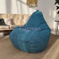 Кресло мешок Груша Crown 14 Blue (велюр)